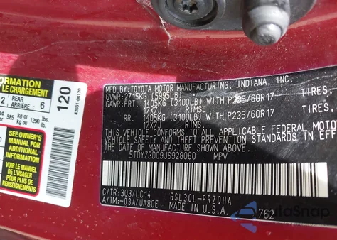 2018 Toyota Sienna Xle 8 Passenger from USA, damaged, VIN 5TDYZ3DC9JS928080